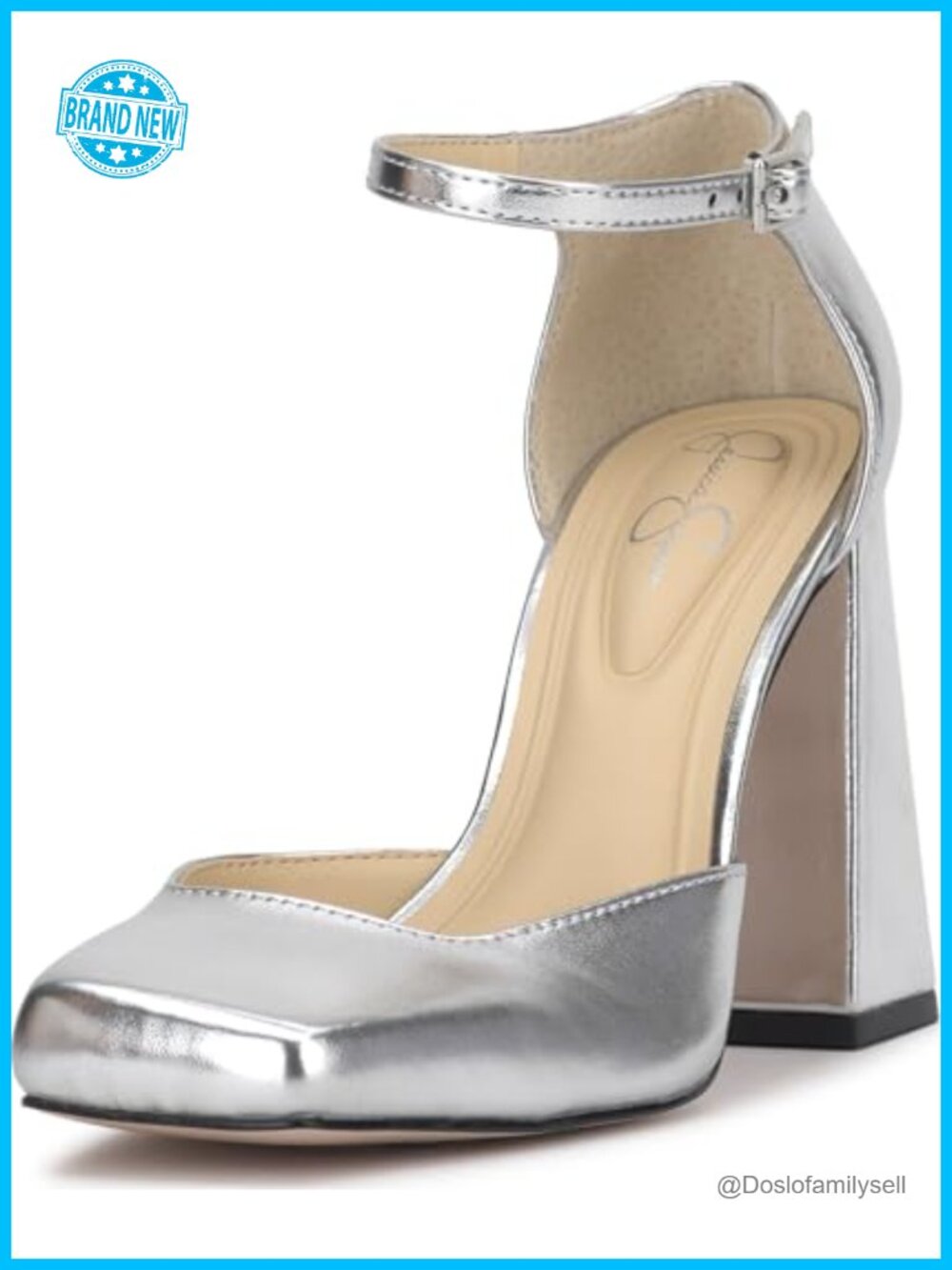 Faux Leather Square Toe Block Heel Ankle Strap Pumps